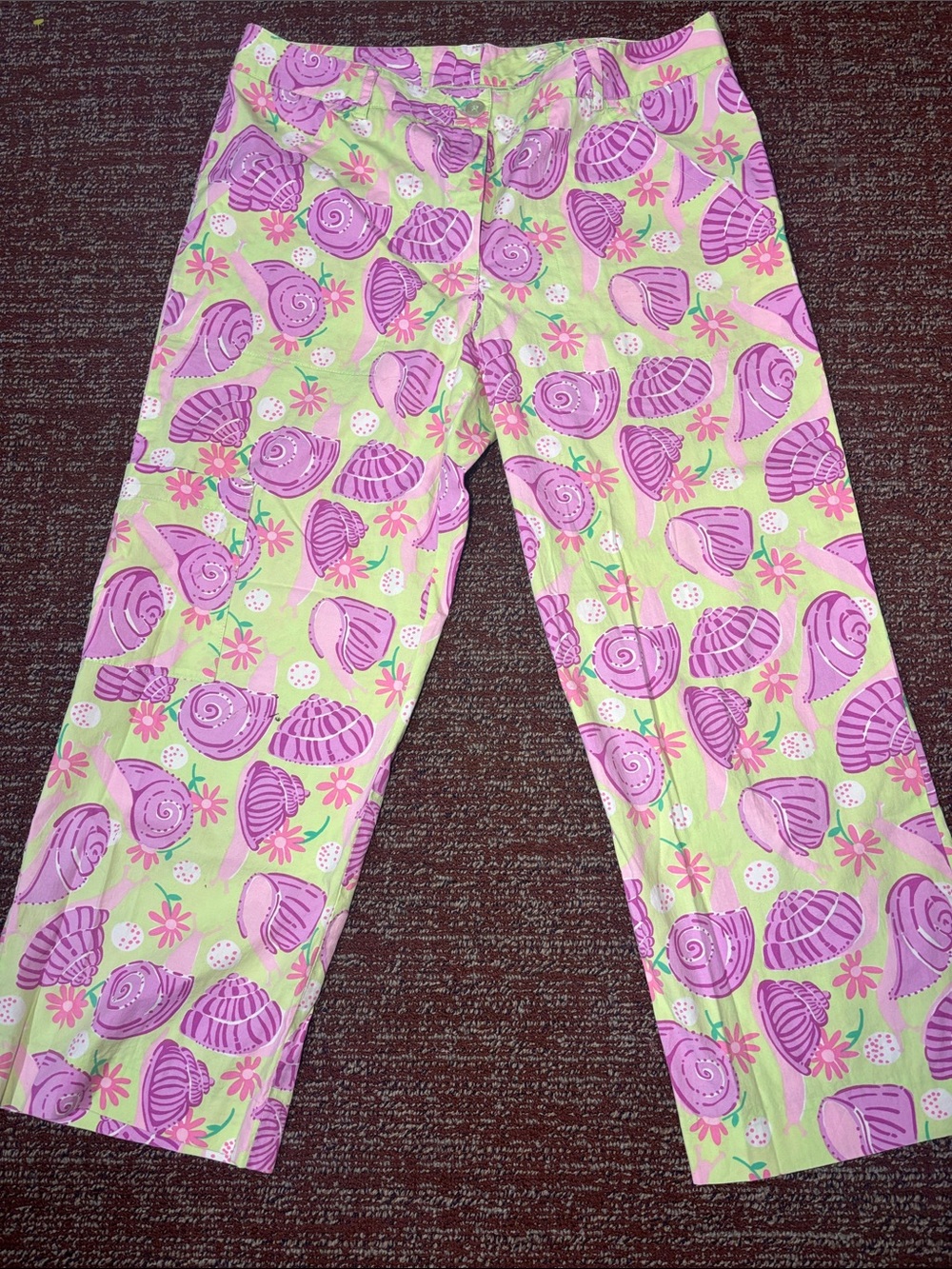 Vintage Y2K Lily Pulitzer snail pant pastel printed cropped cotton capri summer - Picture 2 of 11